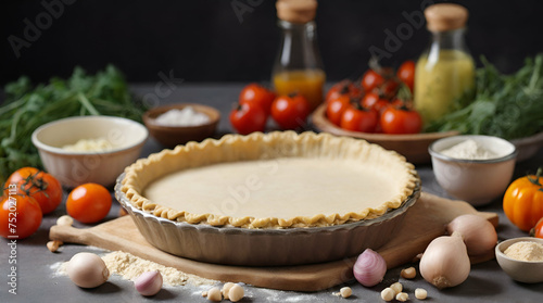 Default Preparation of shortcrust pastry ingredients for short 1. Genrative.ai  photo