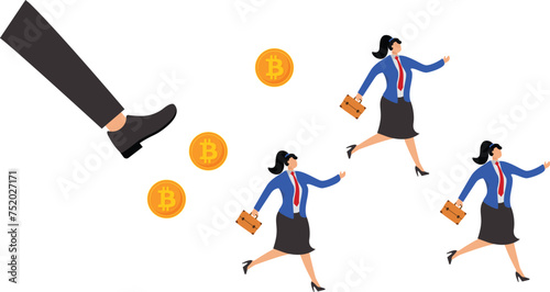 The big leg is kicking Bitcoin Cryptocurrency off a businesswoman