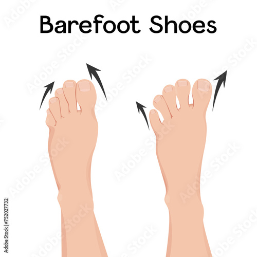 Barefoot shoes care vector illustration.