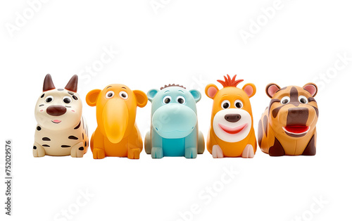 Whistle and Squeak Rubber Animal Toys on white background