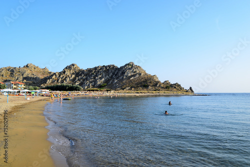 Foto sun and sand at beach - Thanos beach, Lemnos island, Greece, Aegean sea