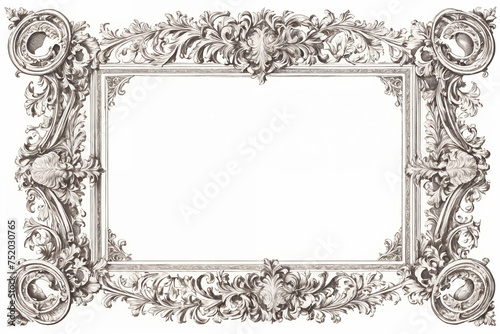 Beautiful hand drawn monochrome full floral borders. Generative Ai