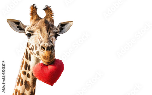 Elegantly Displayed Heart by a Graceful Giraffe isolated on transparent Background