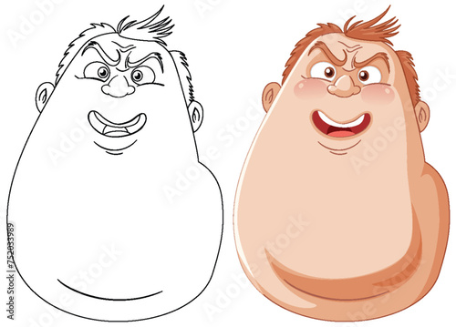 Two cartoon faces with contrasting expressions