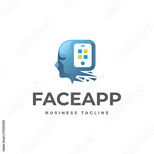 human face mobile logo vector