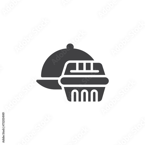 Lunch box and food tray vector icon