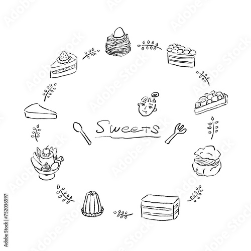 スイーツセット　線画