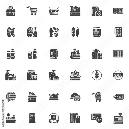 Grocery store vector icons set