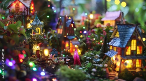 Miniature Holiday Village Display with Intricate Details and Festive Lights © Jinny787