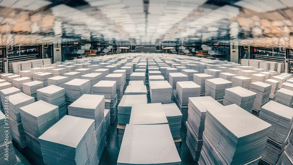 Obraz premium panoramic shot stacks blank paper