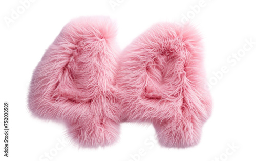 Sweet Pink Elegance: Fur-Shaped Number 4 in Short Hair isolated on transparent Background