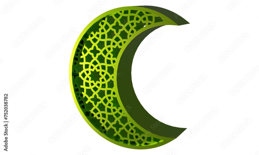 3d Ramadan Crescent Moon Icon With Gold Colored Calligraphy 3d Ramadan Crescent Moon Icon With Gold Colored Calligraphy