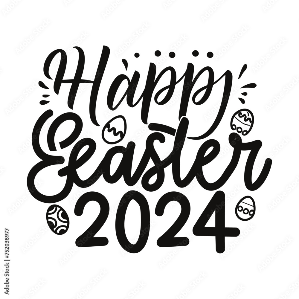 Vector tshirt design, with the words "Happy Easter 2024" typography