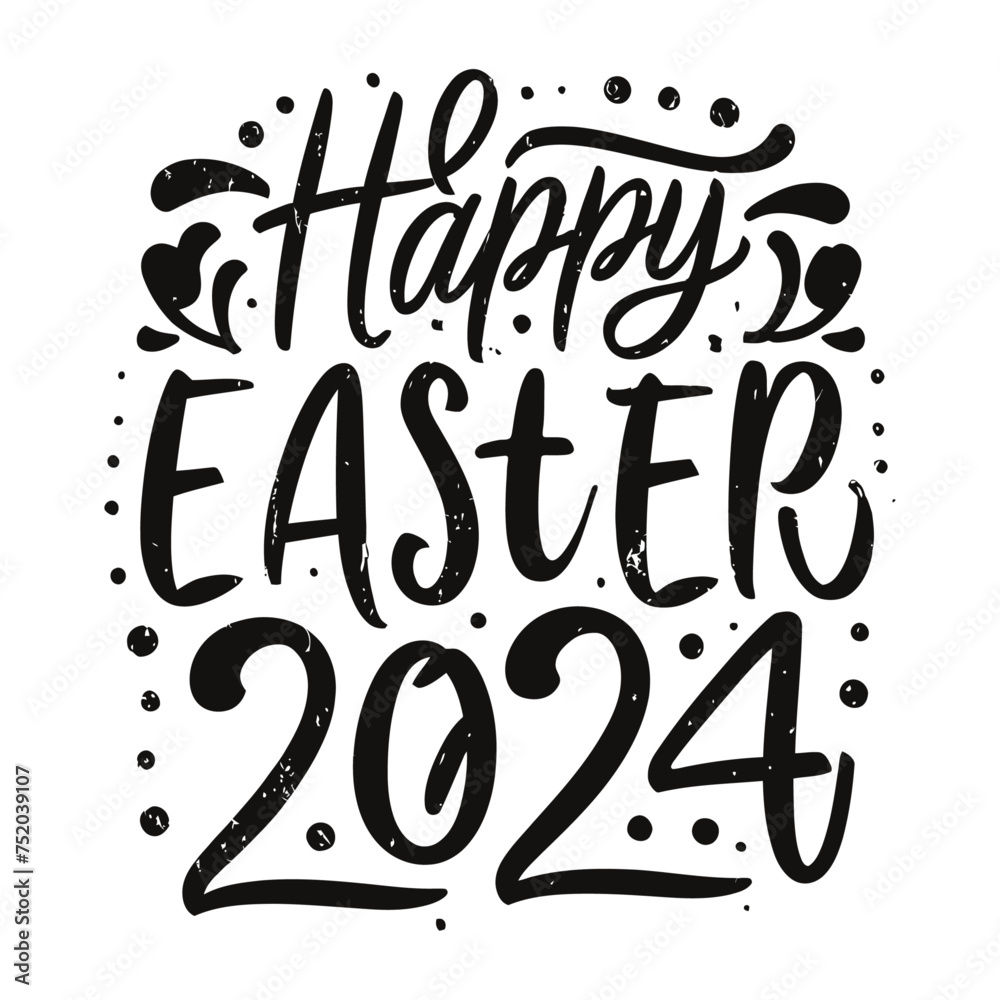 Vector tshirt design, with the words "Happy Easter 2024" typography