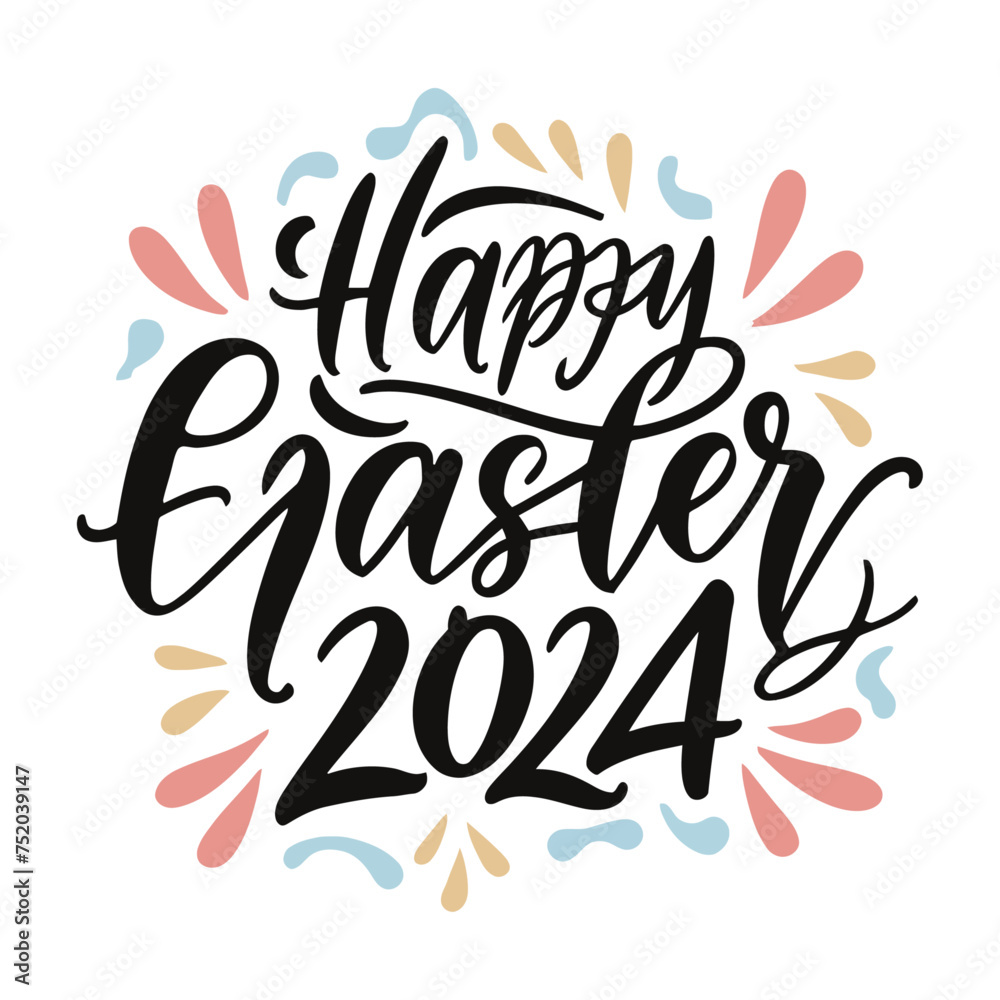 Vector tshirt design, with the words "Happy Easter 2024" typography