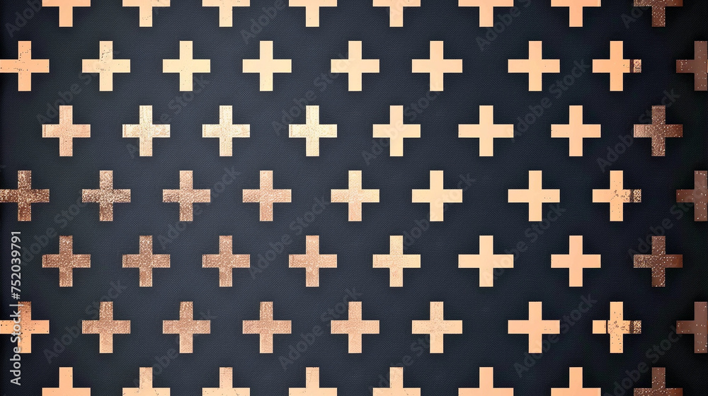 A black and gold pattern of crosses