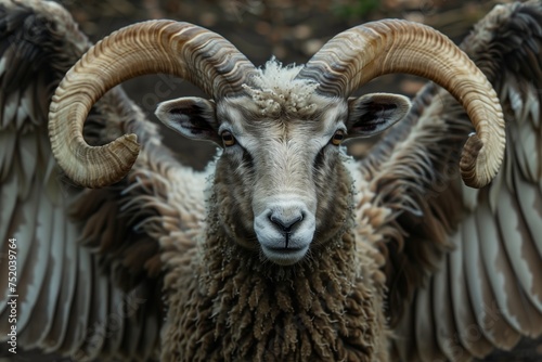 mountain sheep with wings