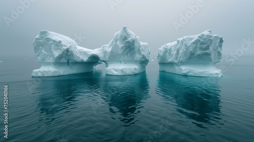 Icebergs Floating in Calm Arctic Waters