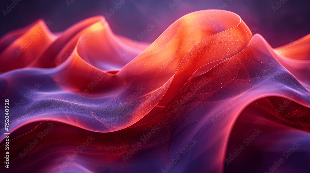 Fototapeta premium Abstract Red and Purple Silk Fabric Waves