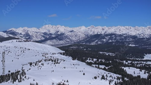 Ptarmigan Hill Vail Pass Colorado aerial drone Rocky Mountains Holy Cross Indian Peaks sunny bluebird sky cold winter morning i70 deep powder backcountry snowboarding ski snowmobile forward upward photo