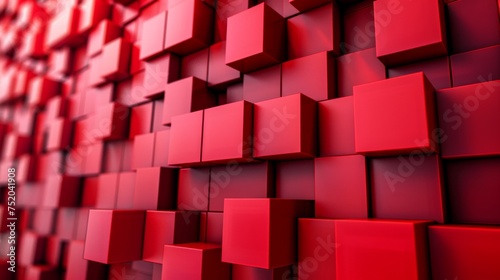 Geometric Abstraction  Red Cubes in Low-Poly Installation Generative AI