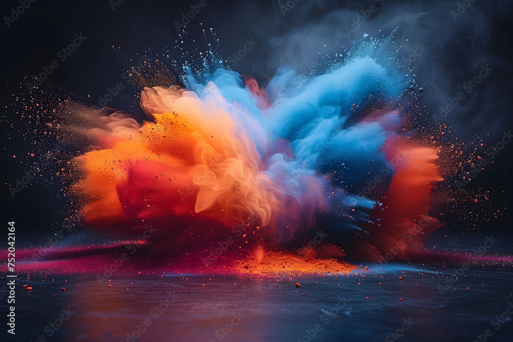 Vibrant Colorful Powder Explosion on Black Background