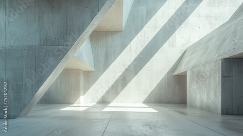 Abstract Concrete Room with Sunlight Generative AI