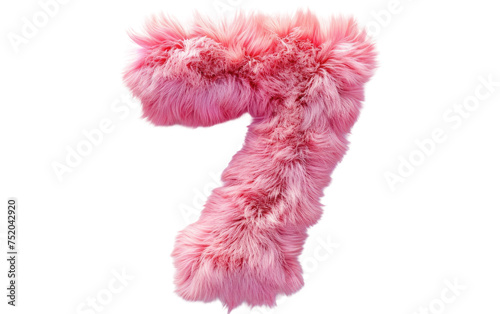 Short Hair with Pink Number 7 as Fur Shape isolated on transparent Background