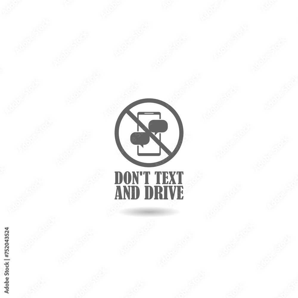 Don't text and drive icon with shadow Don't text and drive icon with shadow