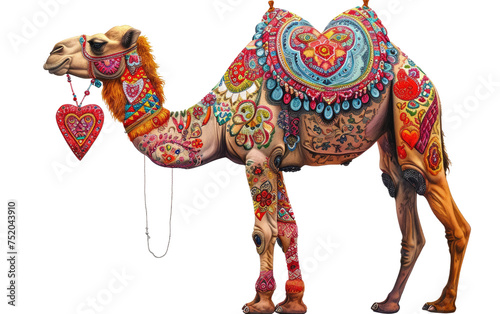 Camel Displaying a Heart Embellished with Love isolated on transparent Background