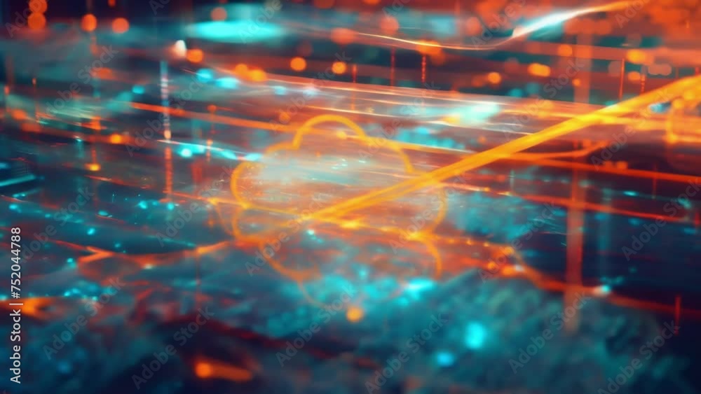 An upclose image of a virtual cloud network with nodes representing different factories and facilities connected to a central cloud hub for efficient data sharing and management. An upclose image of a virtual cloud network with nodes representing different factories and facilities connected to a central cloud hub for efficient data sharing and management.