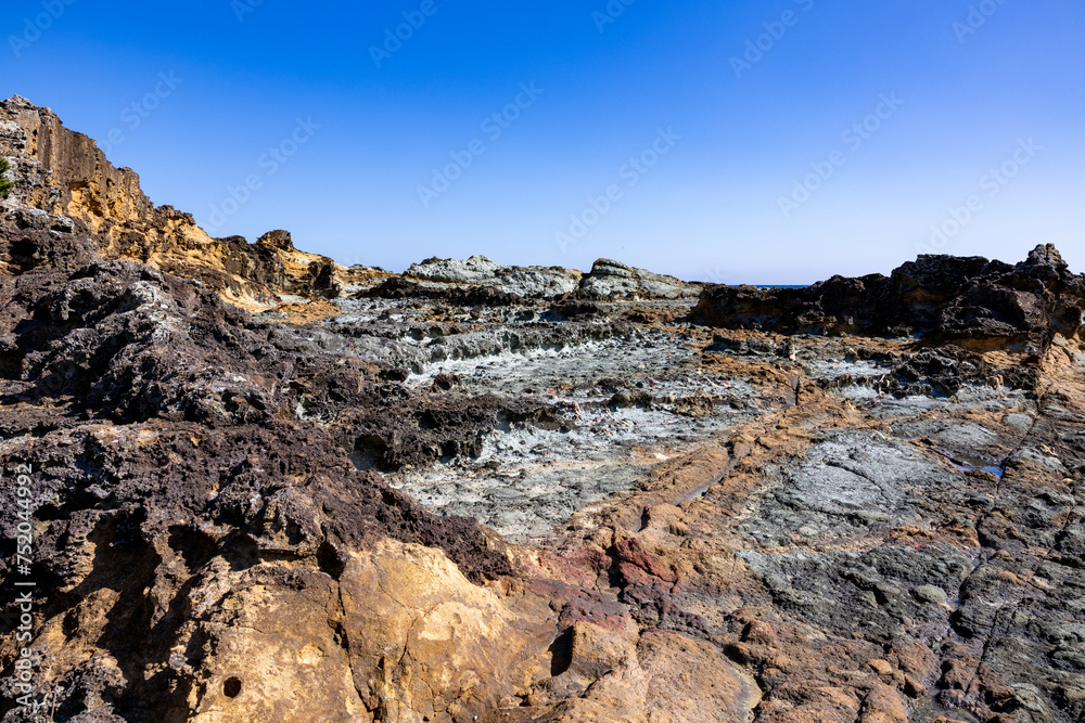 View of the beautiful Tsumekizaki coast on the Izu Peninsula.