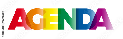 The word Agenda. Vector banner with the text colored rainbow.