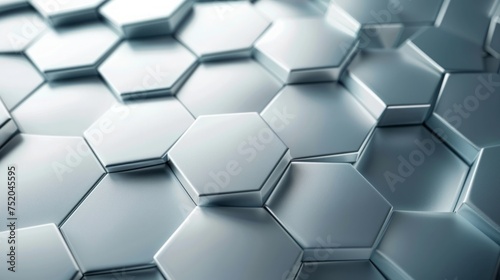 Abstract Hexagonal Metal Background with White Copy Space Generative AI