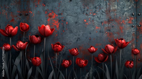 Metallic Tulip Flower Backdrop Generative AI