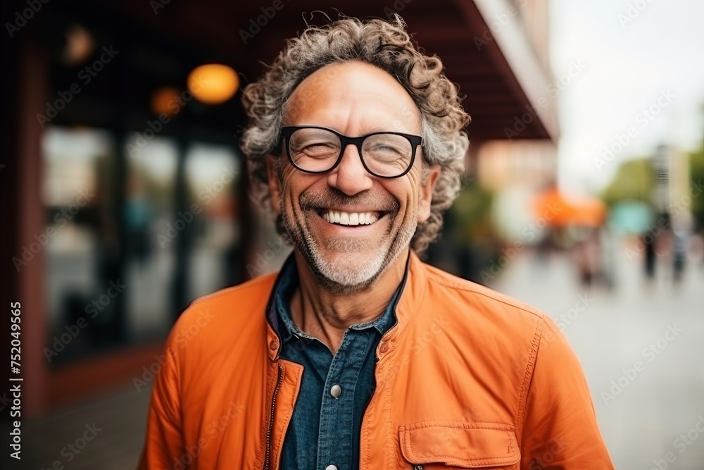 Portrait of a happy senior man with eyeglasses in the city Portrait of a happy senior man with eyeglasses in the city