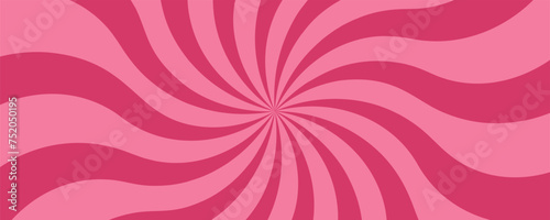 Swirl pink candy background. Spiral strawberry vector sunburst with cream texture. Cute cartoon wallpaper. Sweet marshmallow and lollipop radial twist and vortex. Abstract sunbeam illustration. photo