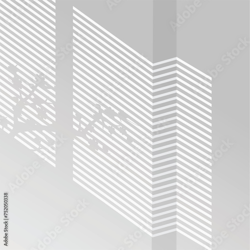 shadow of window and plant root leaves on white color wall corner background. Used for backgrounds, cardboards, tropic concepts, autumn for product presentation podium and mockup. Editable. EPS 10