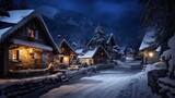 landscape village in winter