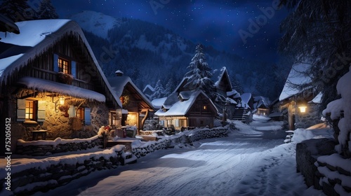 landscape village in winter