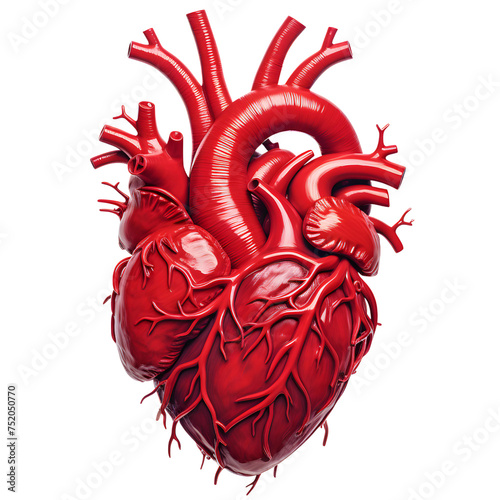red heart in realistic isolated on transparent bg