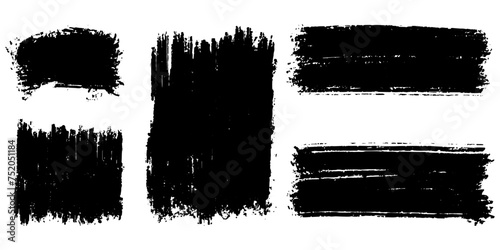 Set of ink brush strokes, brushes, lines, black paint, grungy. hand drawn graphic element isolated on white background. vector illustration. photo