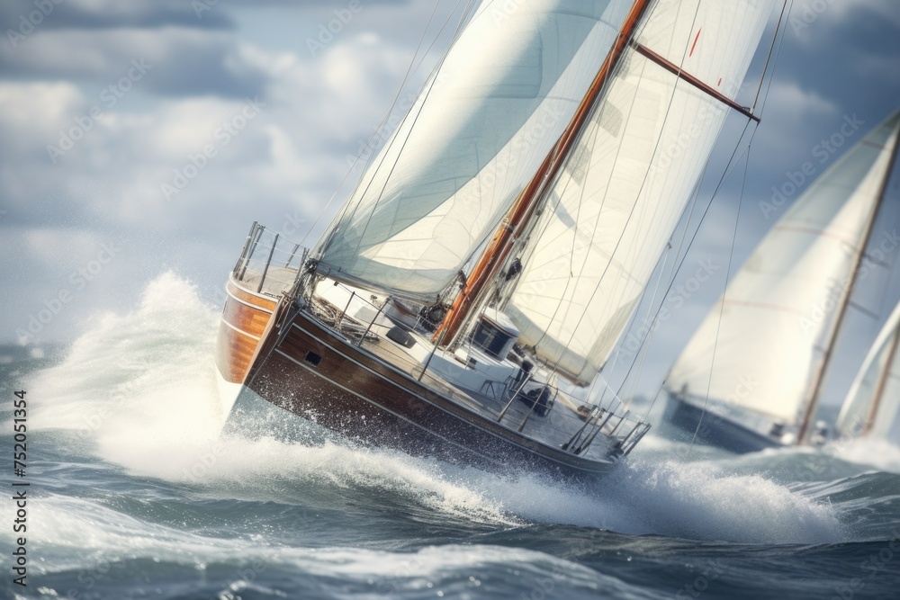Obraz premium Two boats floating on the water, ideal for travel brochures or vacation ads