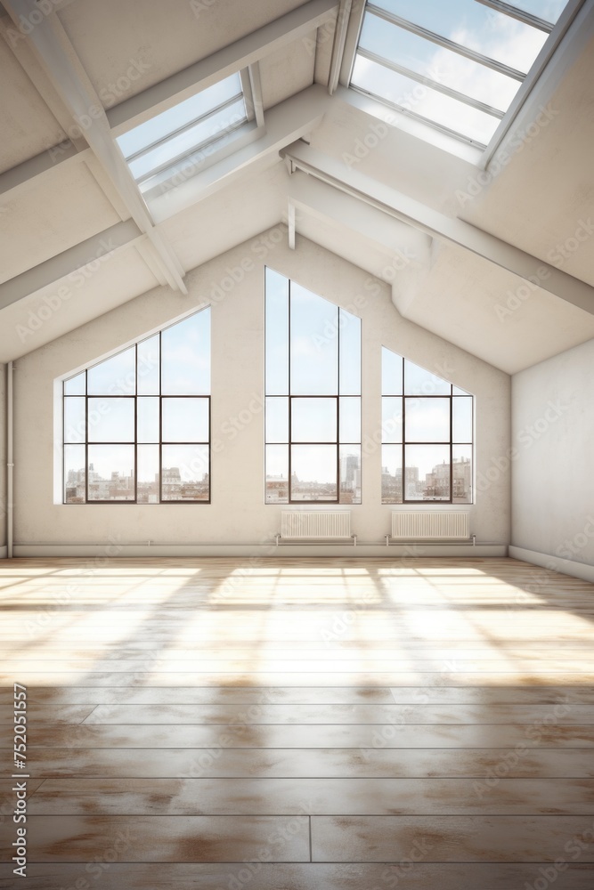 A simple image of an empty room with many windows. Suitable for interior design concepts A simple image of an empty room with many windows. Suitable for interior design concepts
