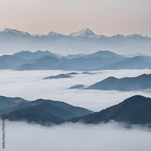 Mountain range in the fog © Amir Bajric