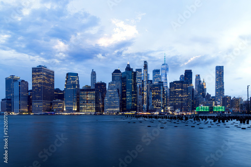 Manhattan skyline in New York at sunset © karandaev