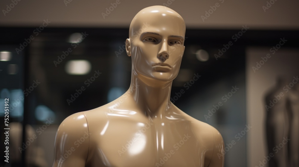 A male mannequin displayed in a glass case. Suitable for retail or fashion concepts A male mannequin displayed in a glass case. Suitable for retail or fashion concepts
