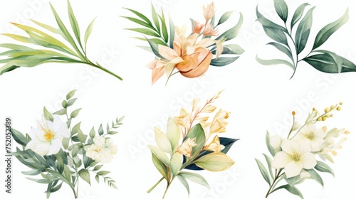 Beautiful watercolor flowers on a white background. Ideal for various design projects