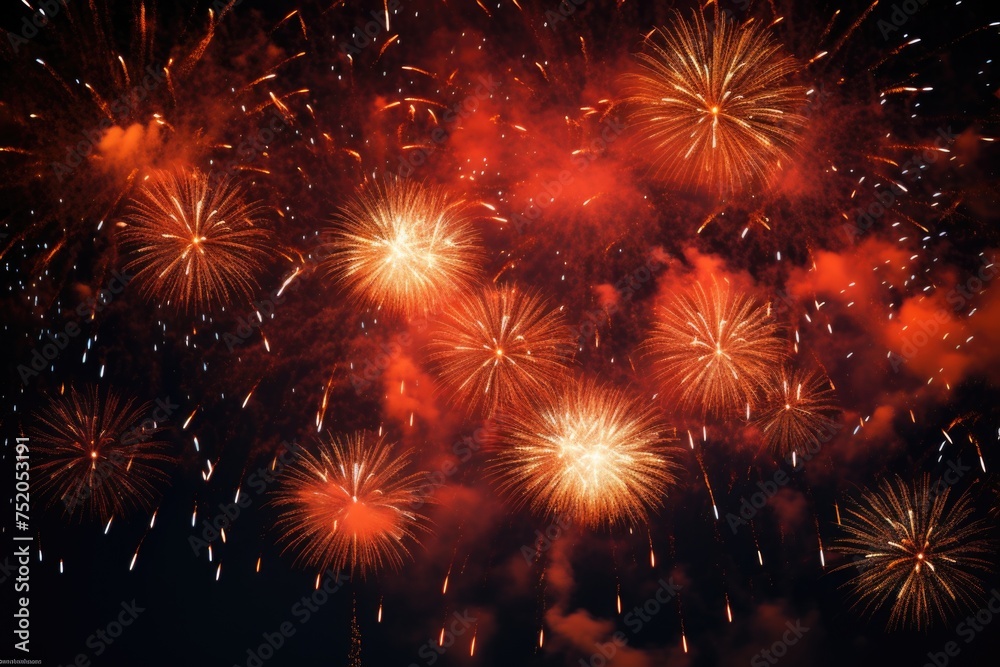 A vibrant display of fireworks lighting up the night sky, perfect for celebrations and events