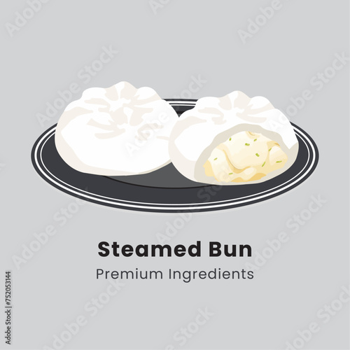 Hand drawn vector illustration of steamed bun chinese food